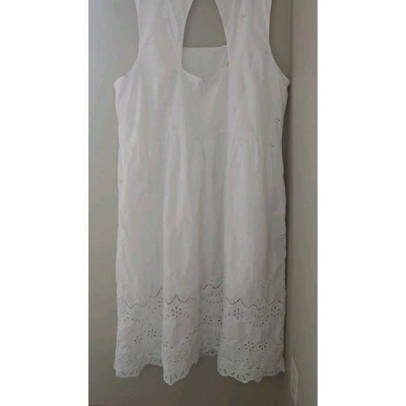 Talbots Plus Eyelet Border Sleeveless Square Neck Midi Dress Size 24W White - Picture 9 of 12